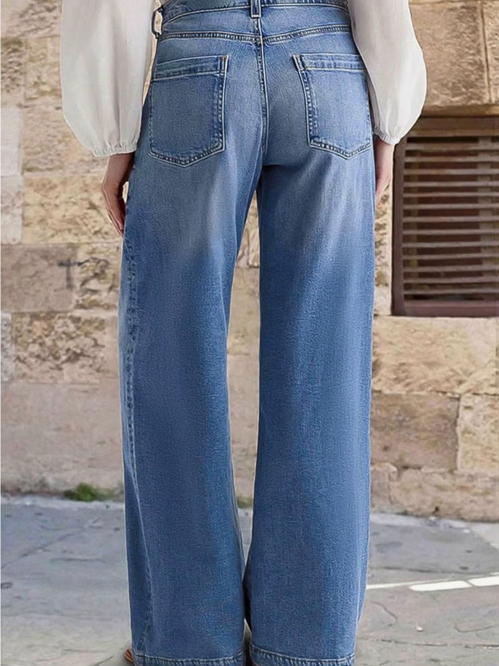 Wide Leg Light Blue Denim Jeans for Women - Picture 3 of 6